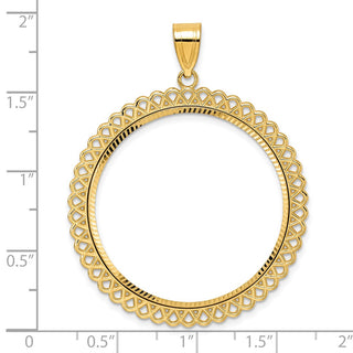 14k Yellow Gold Diamond Cut Loop with 32.0mm Prong Coin Bezel Pendant