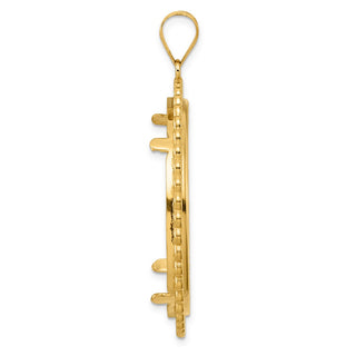 14k Yellow Gold Diamond Cut Loop with 32.7mm Prong Coin Bezel Pendant