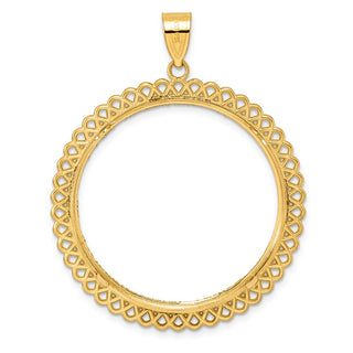 14k Yellow Gold Diamond Cut Loop with 32.7mm Prong Coin Bezel Pendant