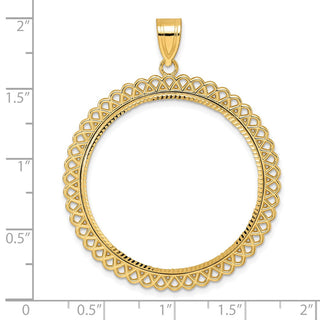 14k Yellow Gold Diamond Cut Loop with 32.7mm Prong Coin Bezel Pendant