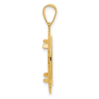 14k Yellow Gold Diamond Cut Quad Loop with 16.5mm Prong Coin Bezel Pendant