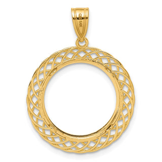 14k Yellow Gold Diamond Cut Quad Loop with 16.5mm Prong Coin Bezel Pendant