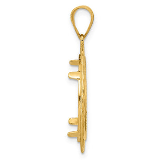 14k Yellow Gold Diamond Cut Quad Loop with 18.0mm Prong Coin Bezel Pendant