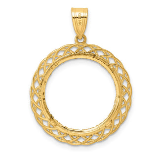 14k Yellow Gold Diamond Cut Quad Loop with 18.0mm Prong Coin Bezel Pendant