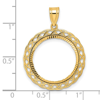 14k Yellow Gold Diamond Cut Quad Loop with 18.0mm Prong Coin Bezel Pendant