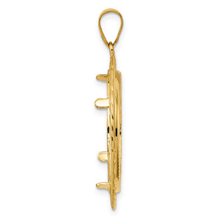 14k Yellow Gold Diamond Cut Quad Loop with 22.0mm Prong Coin Bezel Pendant
