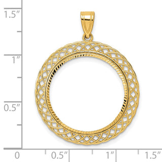 14k Yellow Gold Diamond Cut Quad Loop with 22.0mm Prong Coin Bezel Pendant