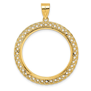 14k Yellow Gold Diamond Cut Quad Loop with 27.0mm Prong Coin Bezel Pendant