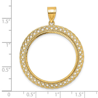 14k Yellow Gold Diamond Cut Quad Loop with 27.0mm Prong Coin Bezel Pendant