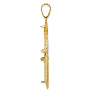 14k Yellow Gold Diamond Cut Quad Loop with 32.0mm Prong Coin Bezel Pendant