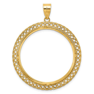 14k Yellow Gold Diamond Cut Quad Loop with 32.0mm Prong Coin Bezel Pendant