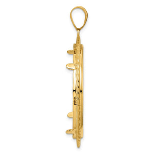 14k Yellow Gold Diamond Cut Quad Loop with 32.7mm Prong Coin Bezel Pendant