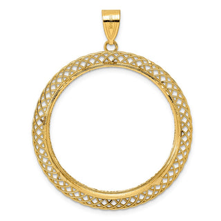 14k Yellow Gold Diamond Cut Quad Loop with 32.7mm Prong Coin Bezel Pendant