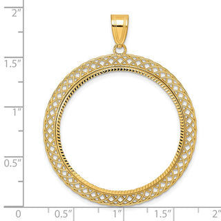 14k Yellow Gold Diamond Cut Quad Loop with 32.7mm Prong Coin Bezel Pendant
