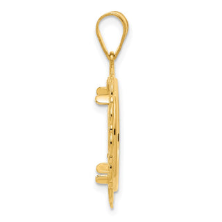 14k Yellow Gold Polished Rainbow with 16.5mm Prong Coin Bezel Pendant
