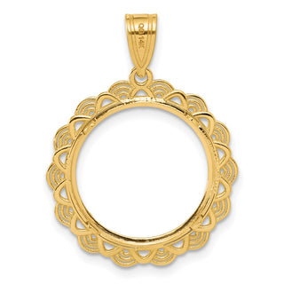 14k Yellow Gold Polished Rainbow with 16.5mm Prong Coin Bezel Pendant