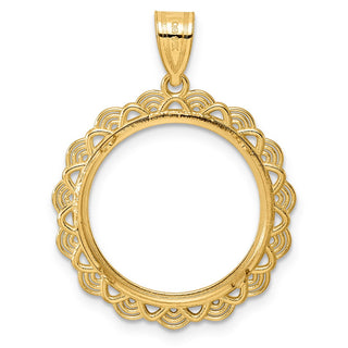 14k Yellow Gold Polished Rainbow with 18.0mm Prong Coin Bezel Pendant