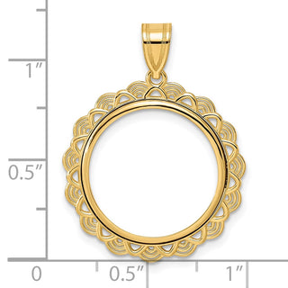 14k Yellow Gold Polished Rainbow with 18.0mm Prong Coin Bezel Pendant