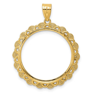 14k Yellow Gold Polished Rainbow with 22.0mm Prong Coin Bezel Pendant