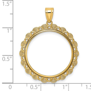 14k Yellow Gold Polished Rainbow with 22.0mm Prong Coin Bezel Pendant