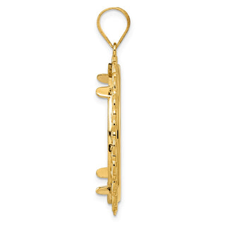 14k Yellow Gold Polished Rainbow with 27.0mm Prong Coin Bezel Pendant