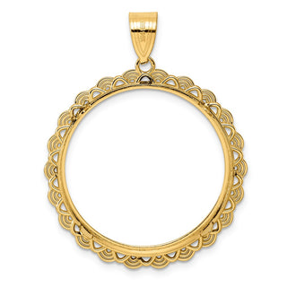14k Yellow Gold Polished Rainbow with 27.0mm Prong Coin Bezel Pendant