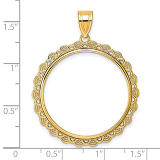 14k Yellow Gold Polished Rainbow with 27.0mm Prong Coin Bezel Pendant