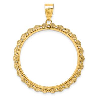 14k Yellow Gold Polished Rainbow with 32.0mm Prong Coin Bezel Pendant