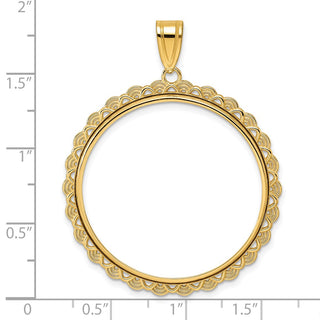 14k Yellow Gold Polished Rainbow with 32.0mm Prong Coin Bezel Pendant