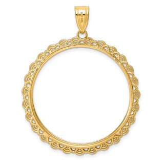14k Yellow Gold Polished Rainbow with 32.7mm Prong Coin Bezel Pendant