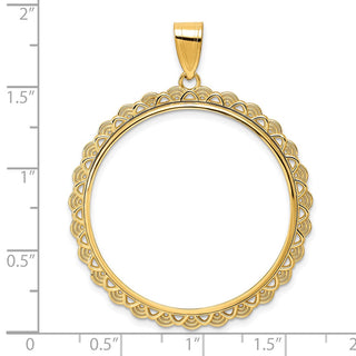 14k Yellow Gold Polished Rainbow with 32.7mm Prong Coin Bezel Pendant