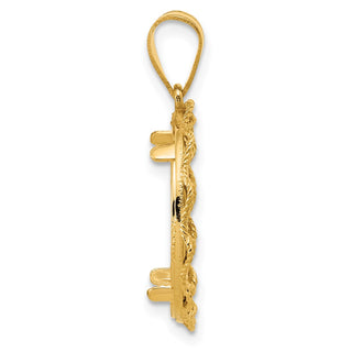 14k Yellow Gold Diamond Cut Rope with 16.5mm Prong Coin Bezel Pendant