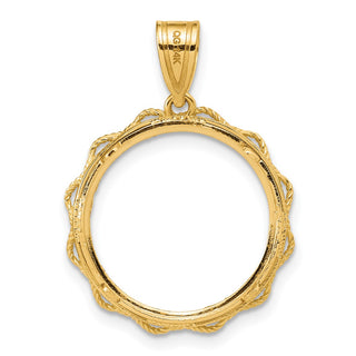 14k Yellow Gold Diamond Cut Rope with 16.5mm Prong Coin Bezel Pendant