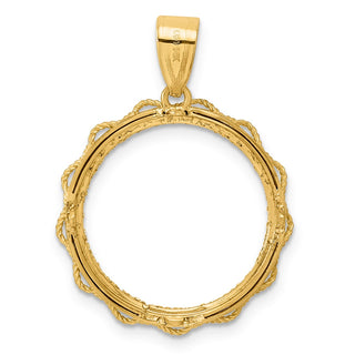 14k Yellow Gold Diamond Cut Rope with 18.0mm Prong Coin Bezel Pendant