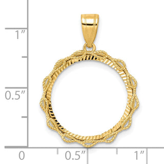 14k Yellow Gold Diamond Cut Rope with 18.0mm Prong Coin Bezel Pendant