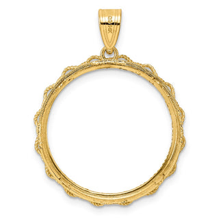 14k Yellow Gold Diamond Cut Rope with 22.0mm Prong Coin Bezel Pendant