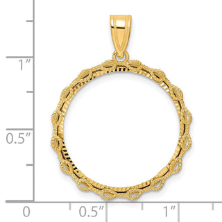 14k Yellow Gold Diamond Cut Rope with 22.0mm Prong Coin Bezel Pendant