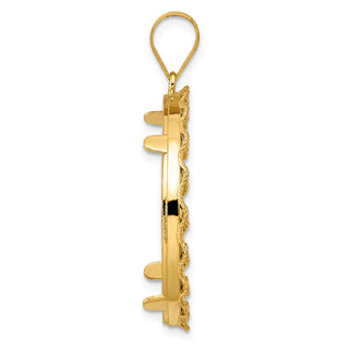 14k Yellow Gold Diamond Cut Rope with 27.0mm Prong Coin Bezel Pendant