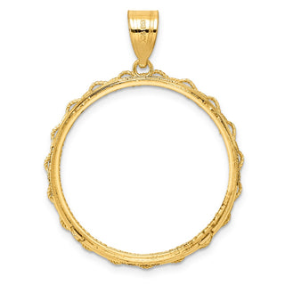 14k Yellow Gold Diamond Cut Rope with 27.0mm Prong Coin Bezel Pendant
