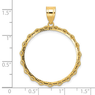 14k Yellow Gold Diamond Cut Rope with 27.0mm Prong Coin Bezel Pendant
