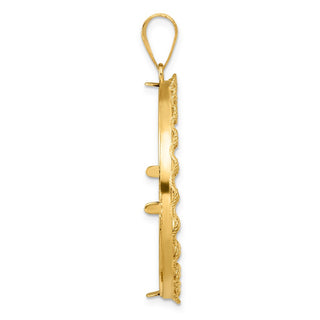 14k Yellow Gold Diamond Cut Rope with 32.0mm Prong Coin Bezel Pendant