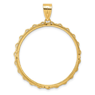 14k Yellow Gold Diamond Cut Rope with 32.0mm Prong Coin Bezel Pendant