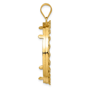 14k Yellow Gold Diamond Cut Rope with 32.7mm Prong Coin Bezel Pendant