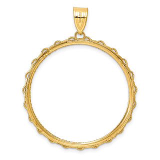 14k Yellow Gold Diamond Cut Rope with 32.7mm Prong Coin Bezel Pendant