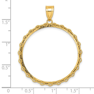 14k Yellow Gold Diamond Cut Rope with 32.7mm Prong Coin Bezel Pendant