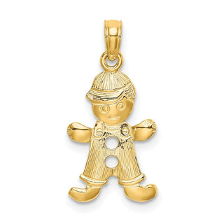 14k Yellow Gold Playful Boy w/Cut Out Buttons Pendant