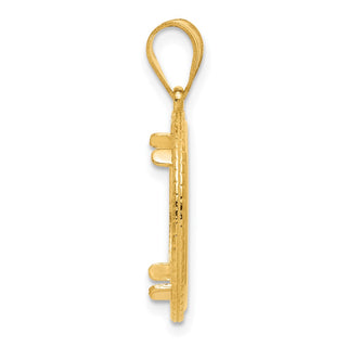 14k Yellow Gold Polished Squares with 16.5mm Prong Coin Bezel Pendant