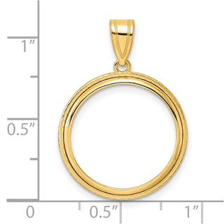 14k Yellow Gold Polished Squares with 18.0mm Prong Coin Bezel Pendant
