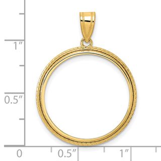 14k Yellow Gold Polished Squares with 22.0mm Prong Coin Bezel Pendant