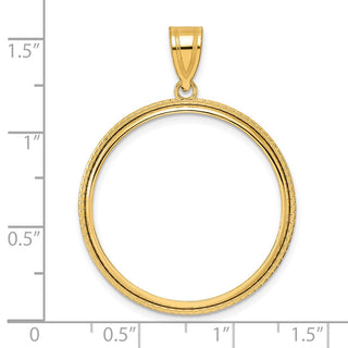 14k Yellow Gold Polished Squares with 27.0mm Prong Coin Bezel Pendant